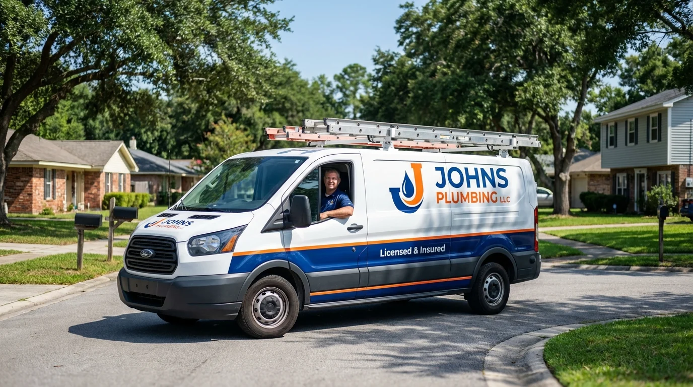 Johns Plumbing LLC service van in Ventnor City, NJ