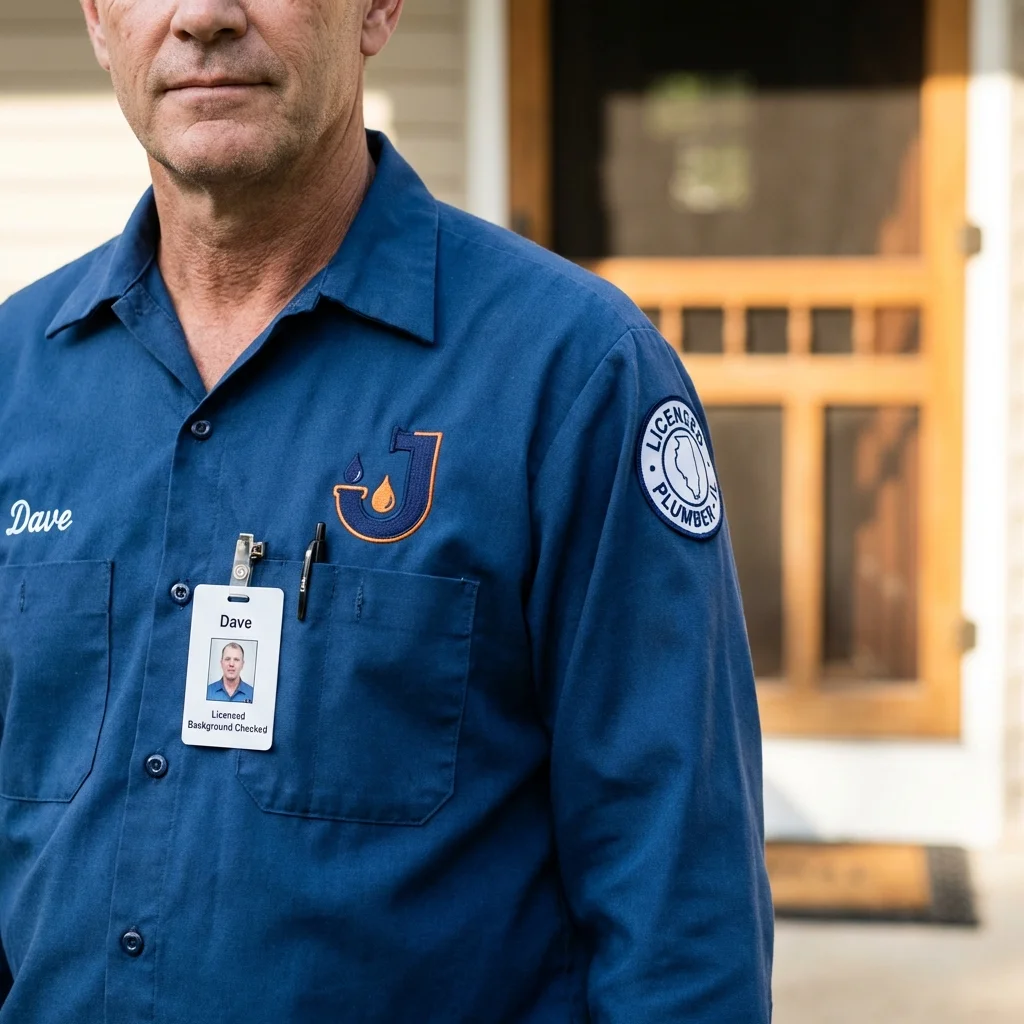 Licensed plumber showing ID badge in Ventnor City, NJ