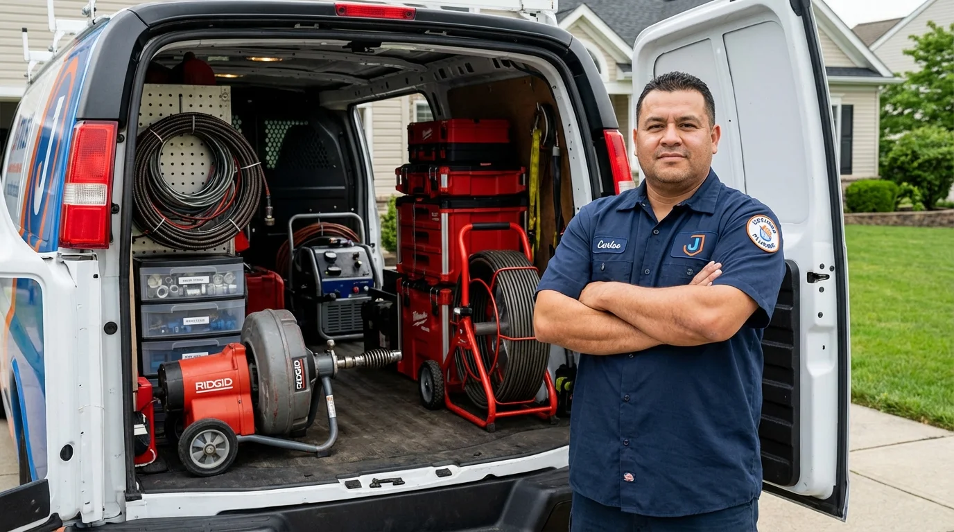 Professional drain cleaning equipment and Johns Plumbing LLC plumber in Ventnor City